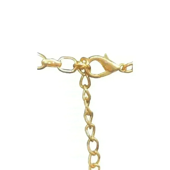 Faux pearl statement necklace with crystal pendant. 16 inches - Picture 4 of 4